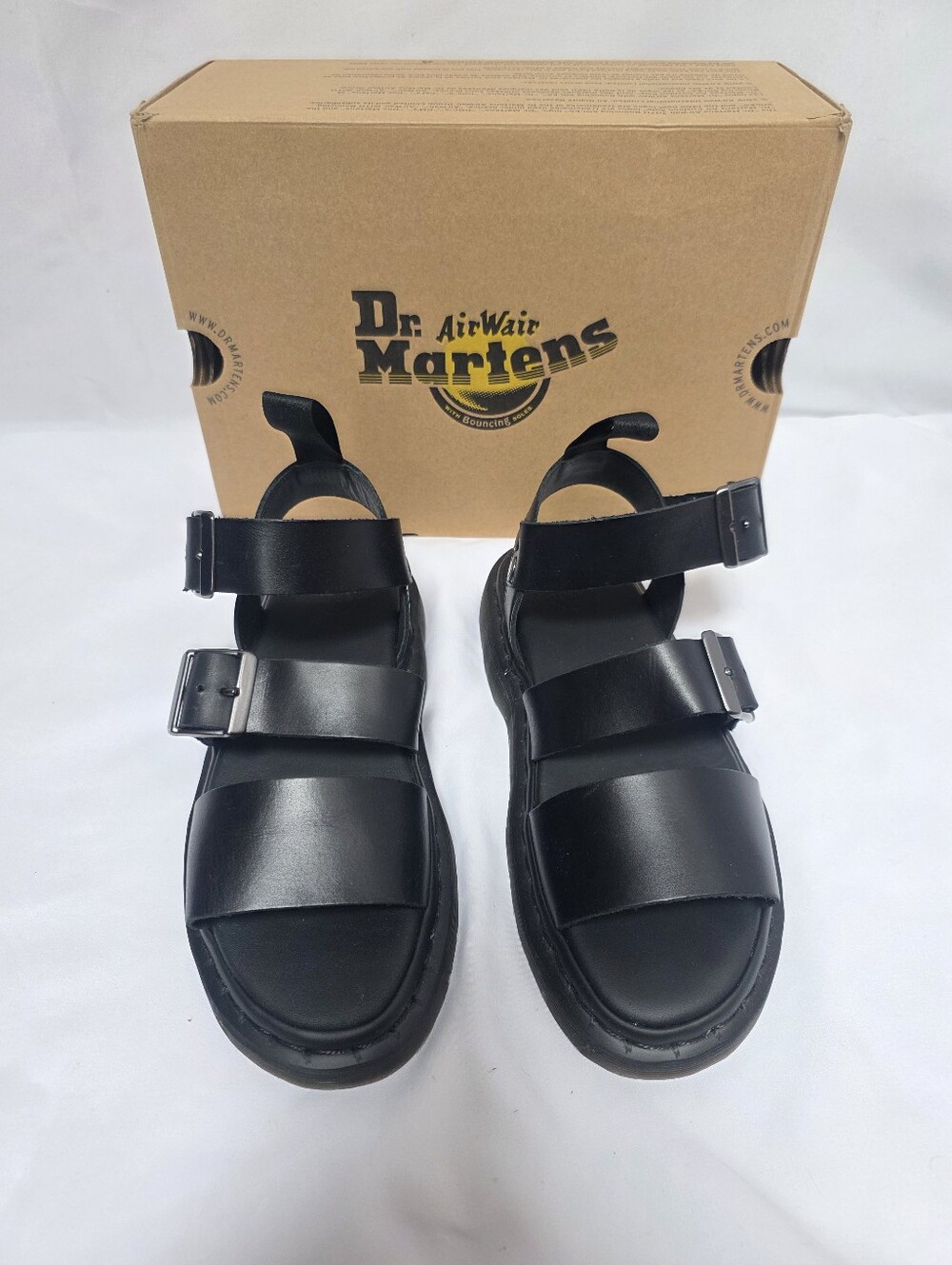 Dr Martens Gryphon Brando Black Leather Sandals Women's US 7 EU 38 NIB
